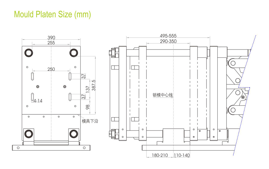 Molde platina Size_Powerjet SBS280 PET estirar las máquinas de soplado