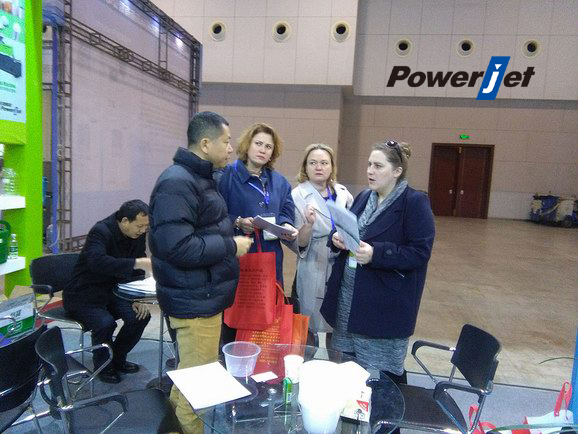 Powerjet boss having the appointment with customers during IEME 2016