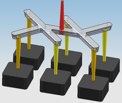 3D View Runner Balance Layout for 6 Cavity of Mould