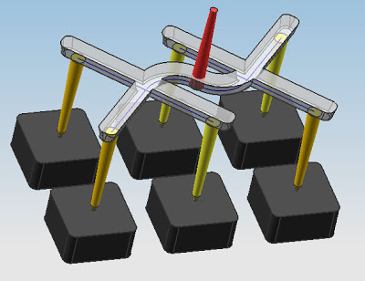 3D view for improved Balance Layout Runner for 6 Cavity of Mould