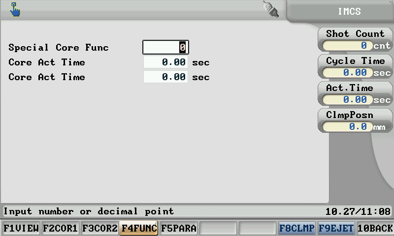 Core function setup of Powerjet Injection Molding Machine