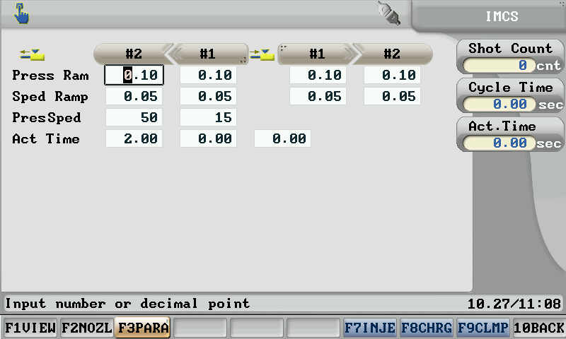 Nozzle Parameters Settings of Injection Machines