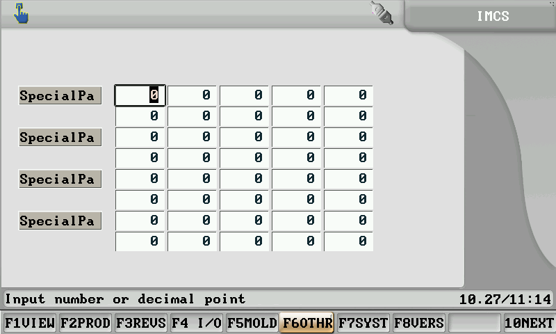 2.15	 Other special parameters settings on a injection molding machine