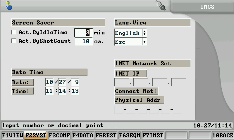 System parameters settings