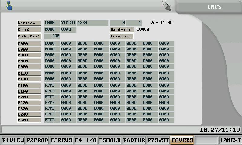 Version Data of Injection Molding Machine